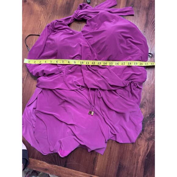 Magicsuit Womens Swimwear Plus Solid Bianca V-Neck Soft Cup Halter One Piece 24W - Picture 8 of 15